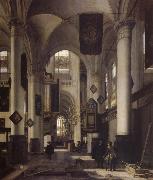 REMBRANDT Harmenszoon van Rijn Interior of a Protestant  Gothic Church with Architectural Elements of the Oude Kerk and Nieuwe Kerk in Amsterdam oil painting reproduction